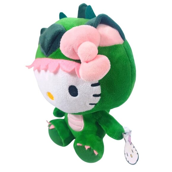 Hello Kitty Plush In Green Dinosaur Costume With Pink Bow & Tags - Picture 2 of 5